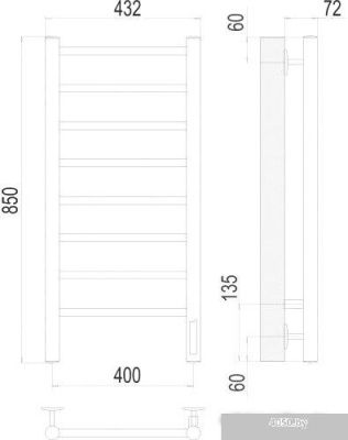 Полотенцесушитель TERMINUS Аврора П8 400x850 электро