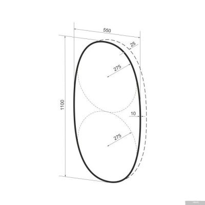 Wellsee Зеркало с фоновой LED-подсветкой 7 Rays' Spectrum 172201930, 55 x 110 см (с сенсором и регул