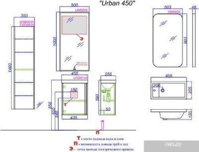 Aqwella Тумба с умывальником Urban URB0145DD
