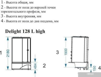 Domani-Spa Delight 128 High 120x80 L (сатин-матированное стекло/белый)