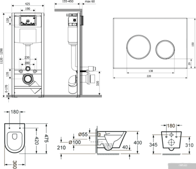 Унитаз Lavinia Boho Biore Compacto Rimless 7 в 1 87050173 (белый пластик)