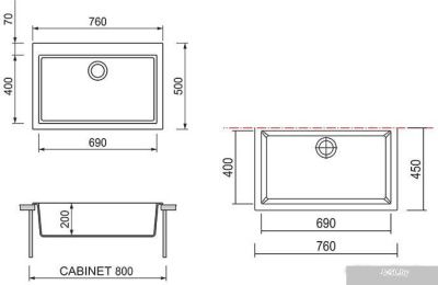 Кухонная мойка Longran Cube CUG 760.500 (croma/49)