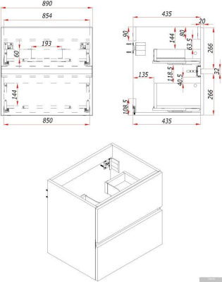 ЗОВ Тумба с умывальником Лира 90 L90MWFMLGVG-OL90 (грифель глянец)