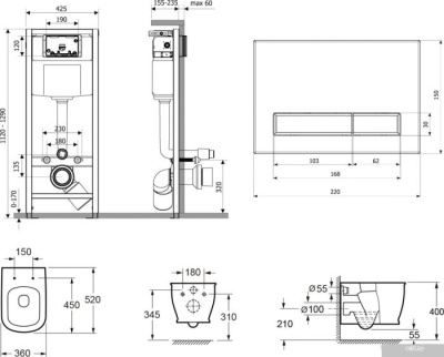 Унитаз Lavinia Boho Relfix Bell Pro Rimless 6 в 1 75110014 (greek black иск. камень)