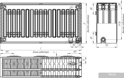 Стальной панельный радиатор Лидея ЛК 33-505 тип 33 500x500