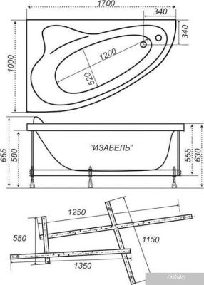 Ванна Triton Изабель 170x100R (с каркасом)