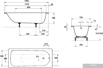 Ванна Eurowa 140x70