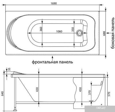 Ванна Aquanet Nord 170x70 [00169199]