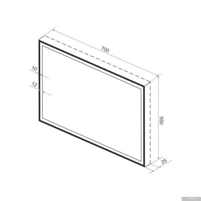 Wellsee Зеркало с фронтальной LED-подсветкой 7 Rays' Spectrum 172201230, 70 х 55 см (с сенсором и ре