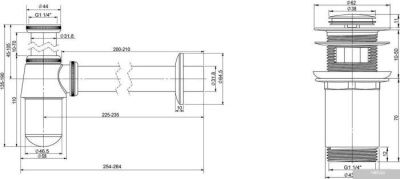 Wellsee Drainage System 182103001 (сифон, донный клапан, хром)