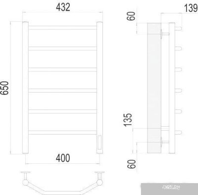 Полотенцесушитель TERMINUS Виктория П6 400x650 нп электро