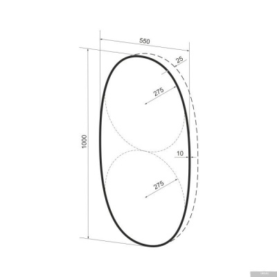 Wellsee Зеркало с фоновой LED-подсветкой 7 Rays' Spectrum 172201540, 55 х 100 см (с сенсором и регул