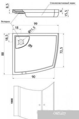 Aquanet Iva NK1222 100x90 L (прозрачное стекло)