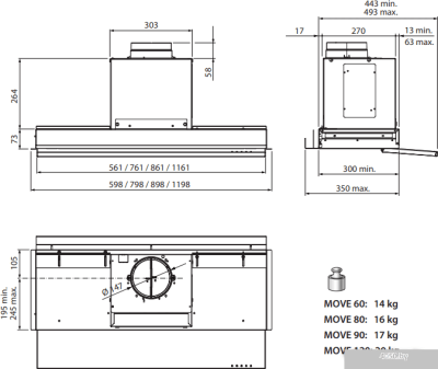 Falmec Move Design 90 800 м3/ч (черный)