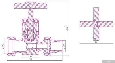 Сунержа прямой (крест) G 1/2 НР х G 3/4 НГ 30-1409-1234