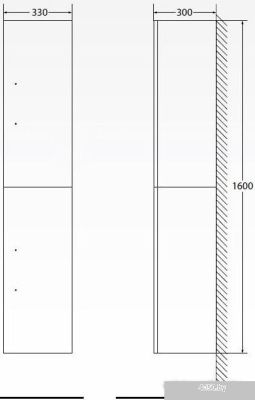 BelBagno Шкаф-пенал Aurora-1600-2A-SC-PB-P-R (правый, pietra bianca)