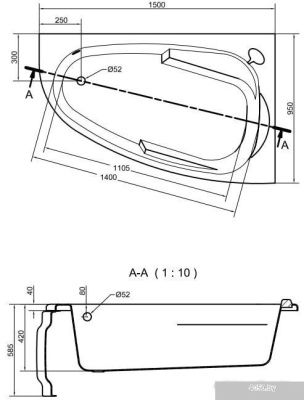 Ванна Cersanit Joanna 150x95 L (с каркасом и экраном)