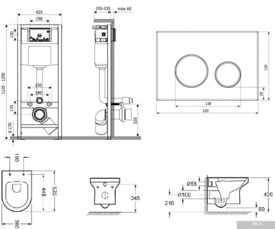 Унитаз Lavinia Boho Relfix Grance Hill Rimless 6 в 1 87561024 (черный/золот.пластик)