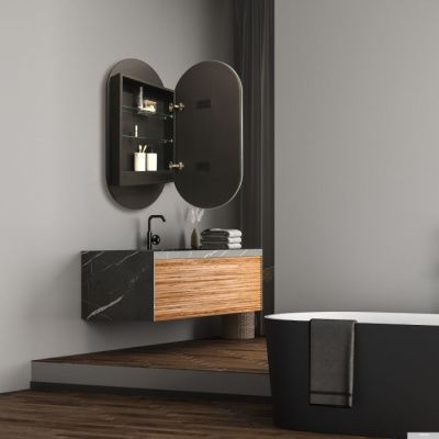 Silver Mirrors Шкаф с зеркалом Soho-Black 500x1000 LED-00002613