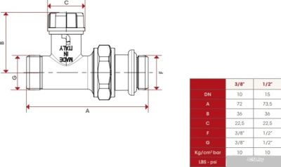 Фитинг ITAP Прямой запорный клапан 297S 1/2