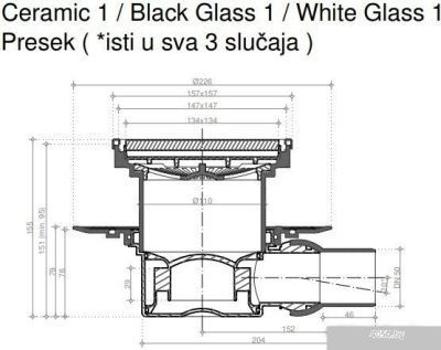 Трап/канал Pestan Confluo Standard Black Glass 1 Gold