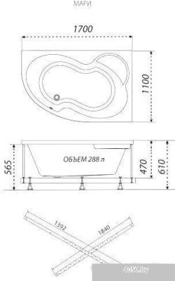 Triton Мари 170x110 R Базовая Flat (с гидромассажем)