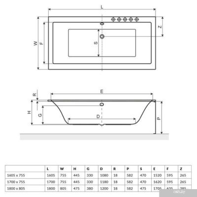 Ванна Excellent Pryzmat Slim 180x80 [WAEX.PRY18WHS]