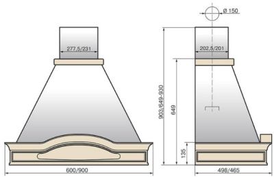 Кухонная вытяжка Elikor Вилла Фрукты 90П-650-П3Д (бежевый/дуб неокрашенный)