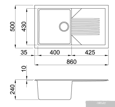 Кухонная мойка Elleci Tekno 400 Bianco Antico 62