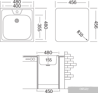 Кухонная мойка Ukinox Классика CLM480.480 ---T6K 0C- (с сифоном)