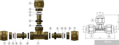 Тройник редукционный 20x16x16  зажимной APE