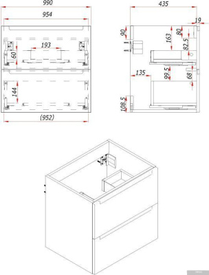 ЗОВ Тумба с умывальником Дион 100 D100LHO0M7015MKV5-OL100 (графит матовый/дуб)