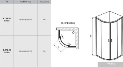Душевой уголок Ravak Blix BLCP4 SABINA 90x90 (сатин/прозрачное)