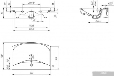 Умывальник Cersanit CARINA 55 (с пьедесталом)