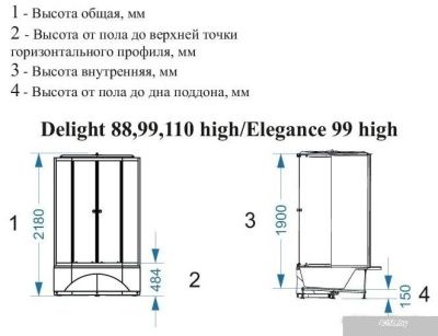 Domani-Spa Delight 110 High 100x100 (матовое стекло/белый)