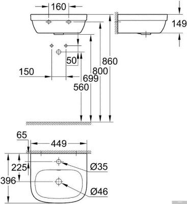Умывальник Grohe 39324000 44.9x39.6