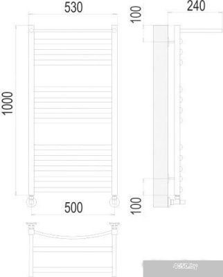 Полотенцесушитель TERMINUS Енисей П13 500x1000 с полкой нп