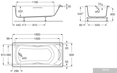 Ванна Roca BeCool 180x80 (с каркасом)
