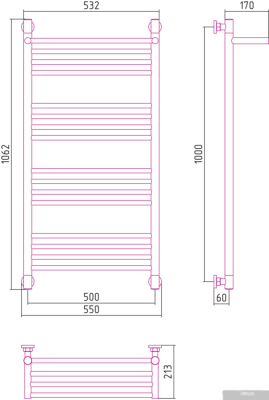 Полотенцесушитель Сунержа Богема с полкой+ 1000х500 00-0223-1050
