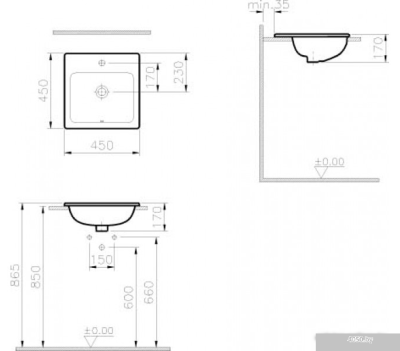 Умывальник Vitra S20 45x45 [5463B003-0001]