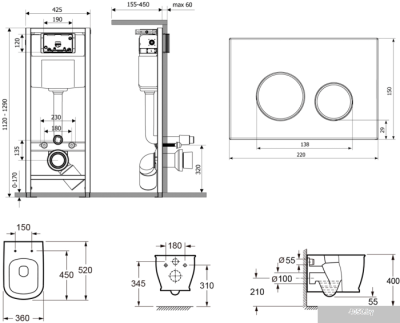 Унитаз Lavinia Boho Relfix Bell Pro Rimless 6 в 1 77050131 (белое стекло)