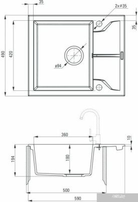 Кухонная мойка Deante Andante ZQN G11A (графитовый металлик)