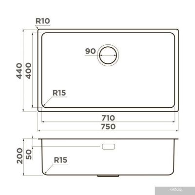 Omoikiri Tadzava 75-U/I Ultra 15 IN (нержавеющая сталь)