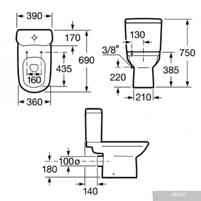 Унитаз Roca Giralda с пневмокрышкой 342466000+341469000+ZRU9000047