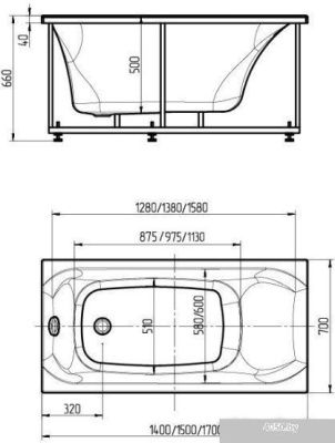 Ванна Aquatek Альфа 170x70 (с экраном)