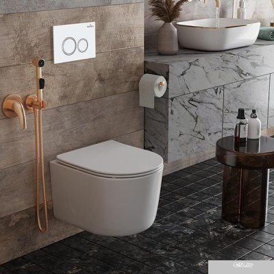 Roxen Simple Compact в комплекте с инсталляцией StounFix Slim 6 в 1 906789 (кнопка: белый глянец)