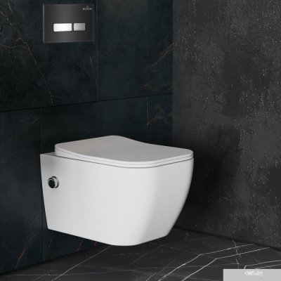 Roxen Cube Bidet One Rimless 6 в 1 StounFix Slim 649838 (чёрное стекло)