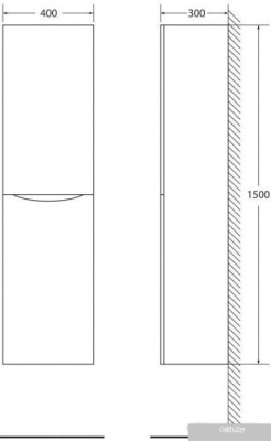 BelBagno Шкаф-пенал Fly-Marino-1500-2A-SC-BO-P-R (правый, bianco opaco)
