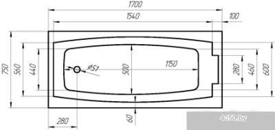 Ванна 1Марка Aelita 170x75