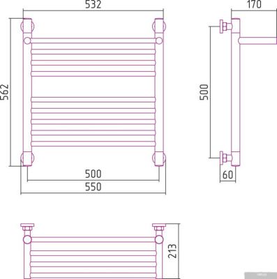 Полотенцесушитель Сунержа Богема с полкой+ 500x500 00-0223-5050
